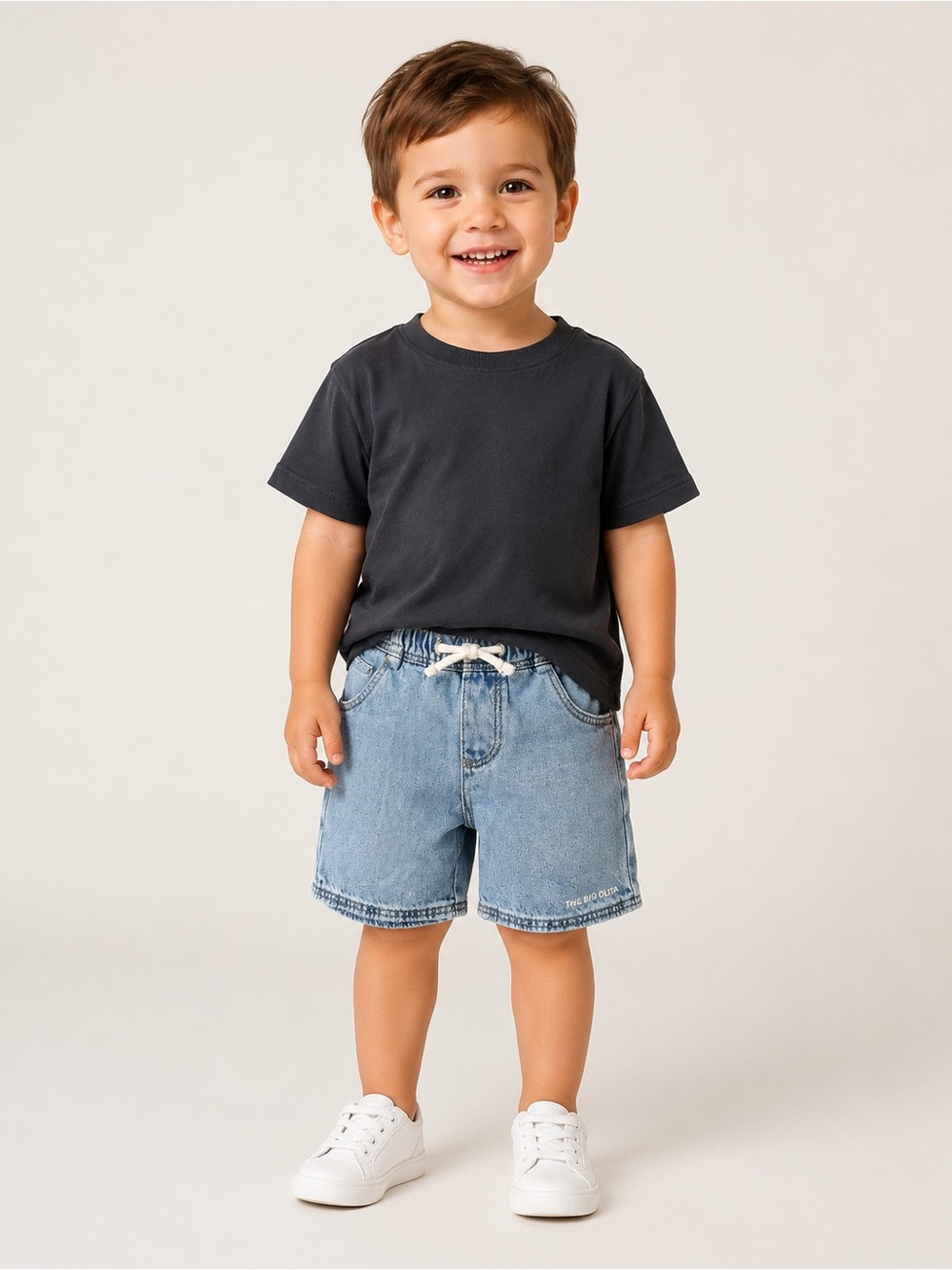 Zara Boys 2-3Y Black T-Shirt & Denim Shorts Two-Piece Outfit Set